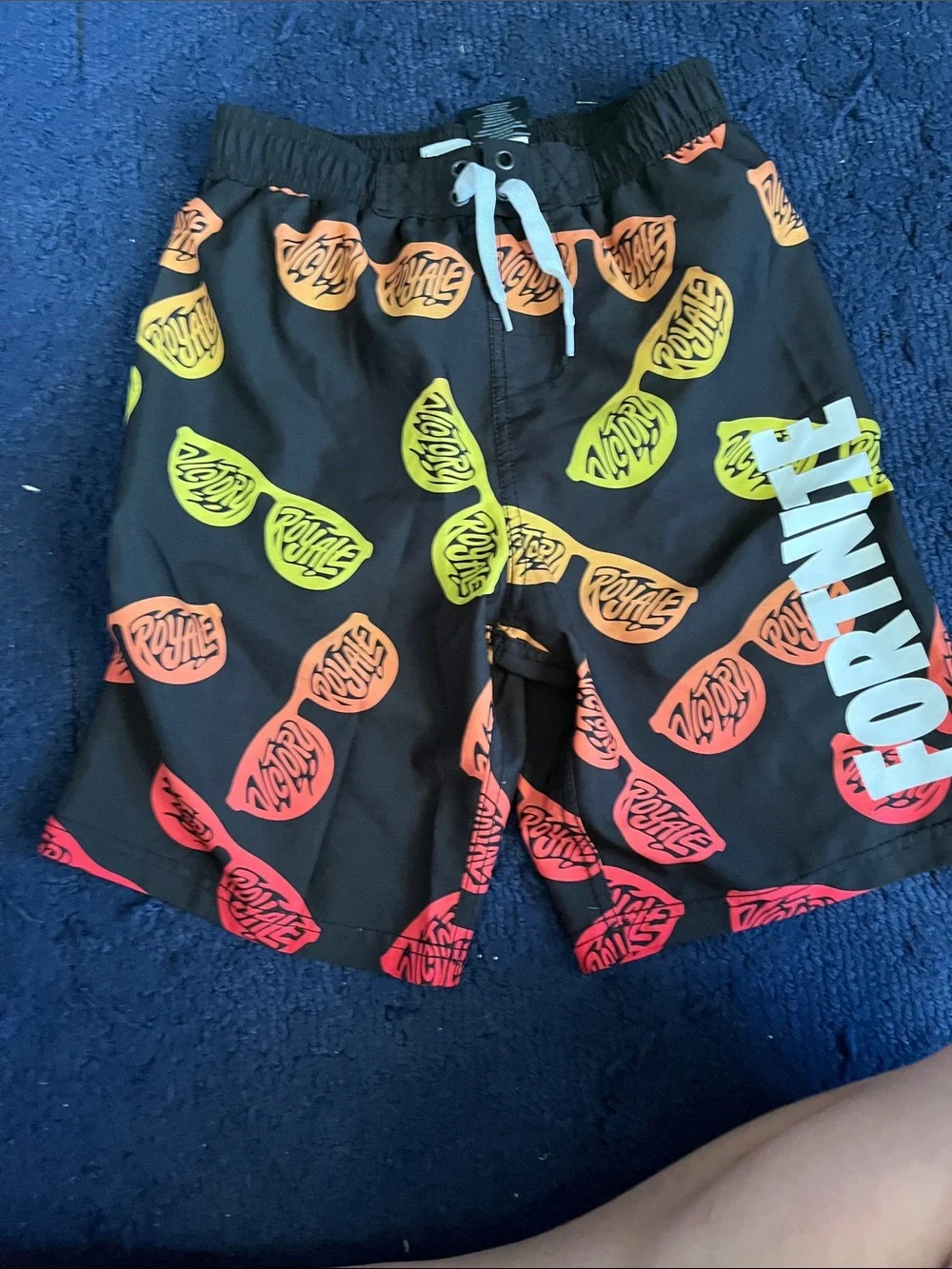 Fortnite Kids Black Swim Trunks with Neon Graphic Print